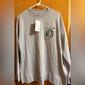Gray Women's crewneck Sweatshirt with Pocket.   Monogrammed with initials NCA